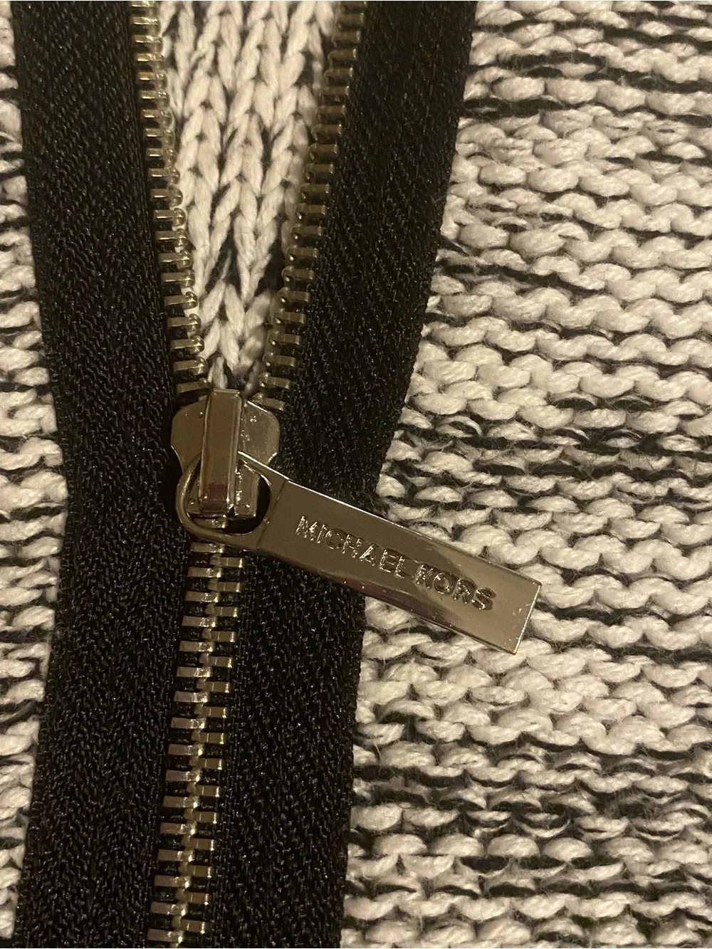 Michael Kors Black & White Marled Cable Crewneck Sweater
